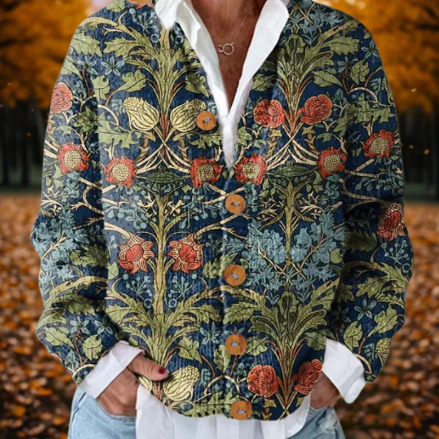Bożena - Vintage Sweter z Kwiatowym Wzorem