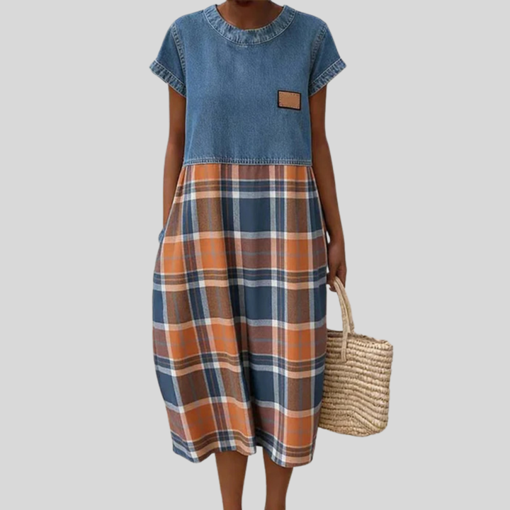 NATALIA - CASUALOWA SUKIENKA JEANSOWA Patchwork