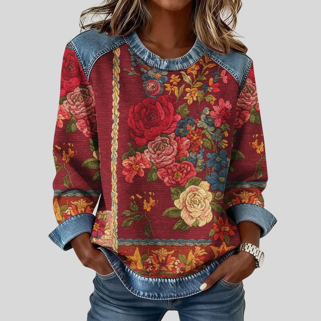 MALWINA - BLUZA Z NADRUKIEM 3D W KWIATY