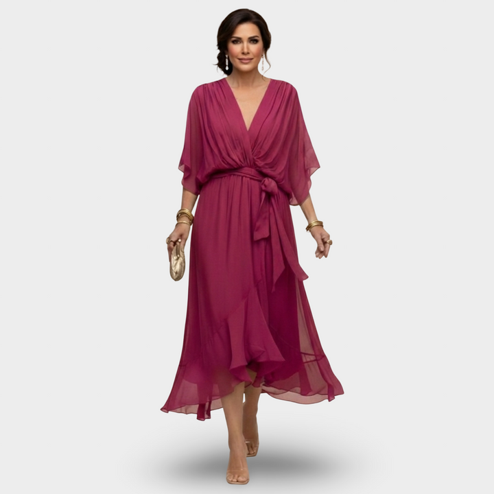 Irena | Sukienka V-Neck Klasycznej Elegancji