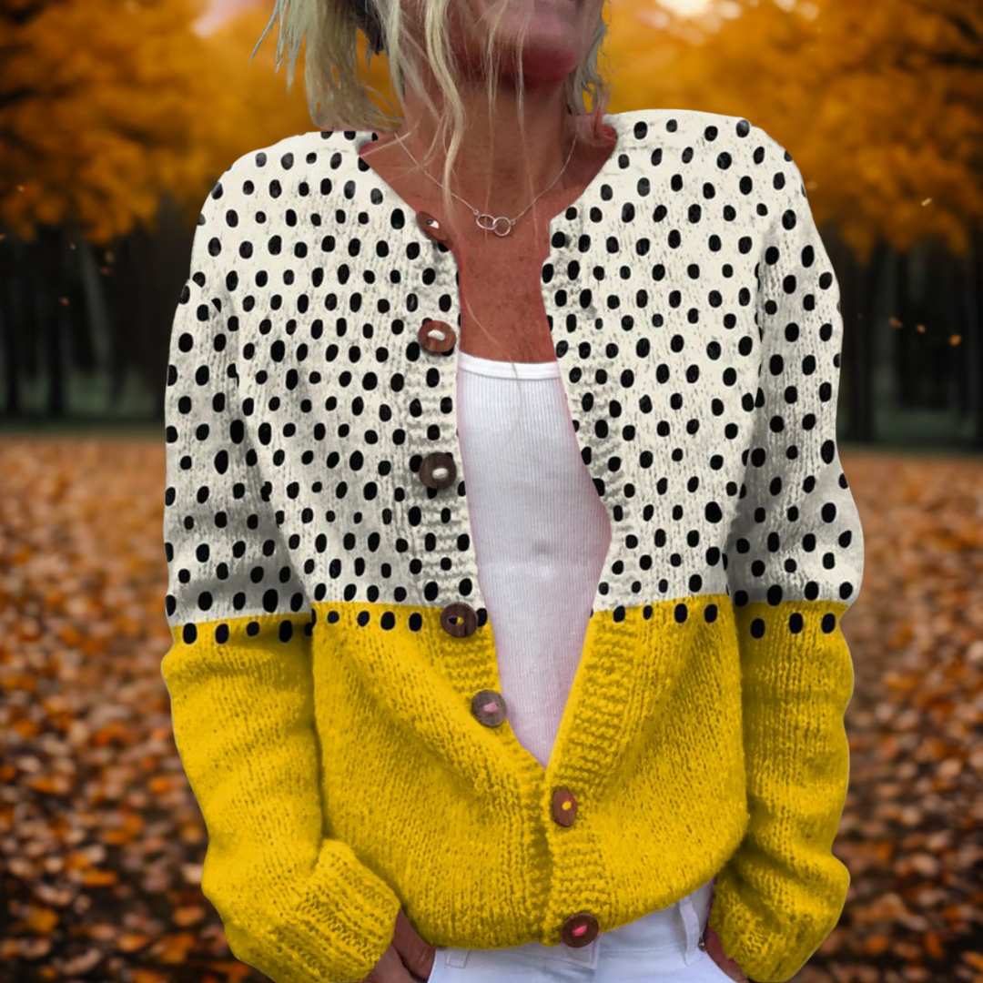 Adeline - Vintage Sweter z Wzorem w Kropki