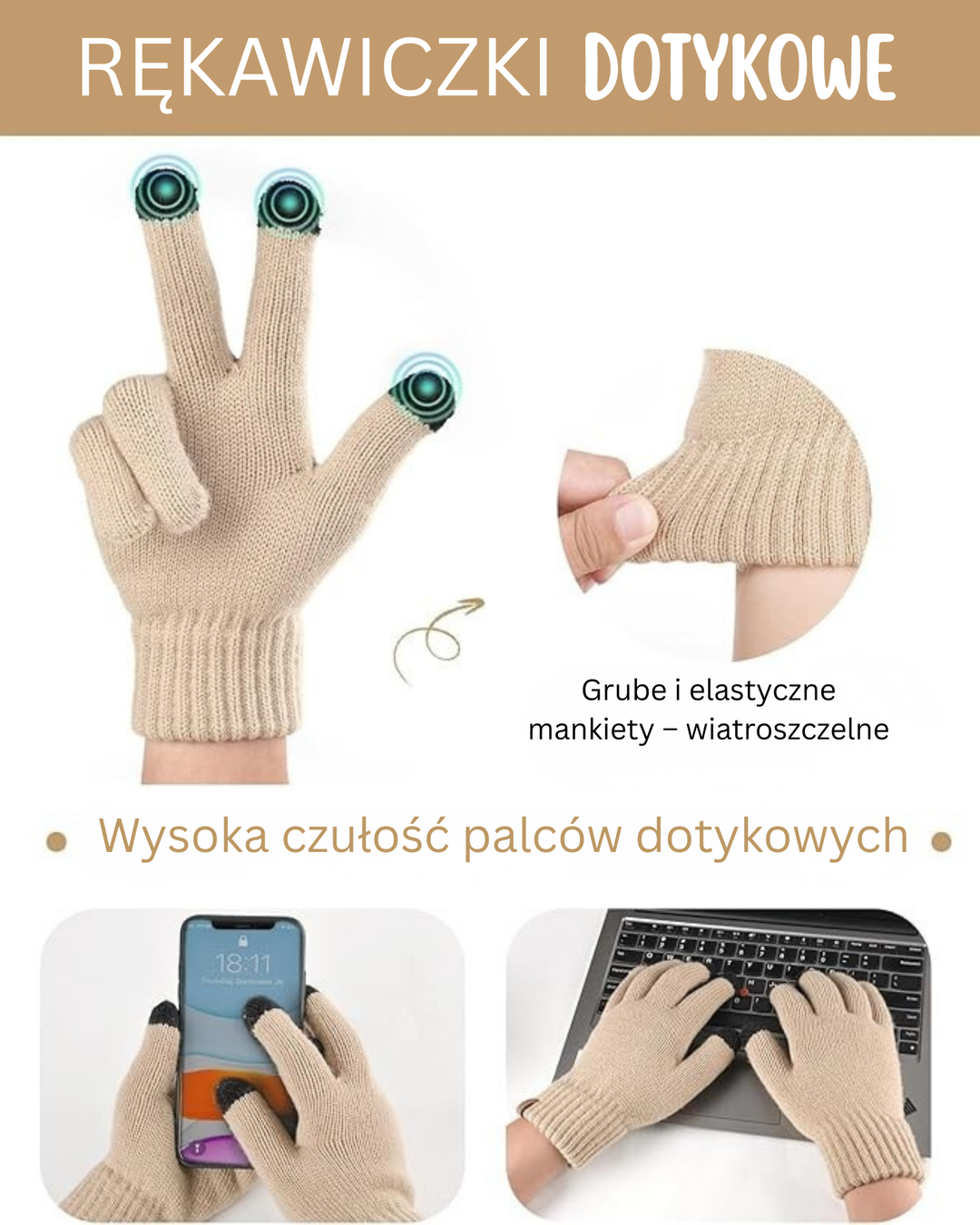 Zimowy elegancki zestaw czapka-szal-rękawiczki