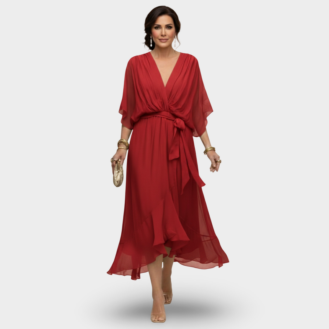 Irena | Sukienka V-Neck Klasycznej Elegancji