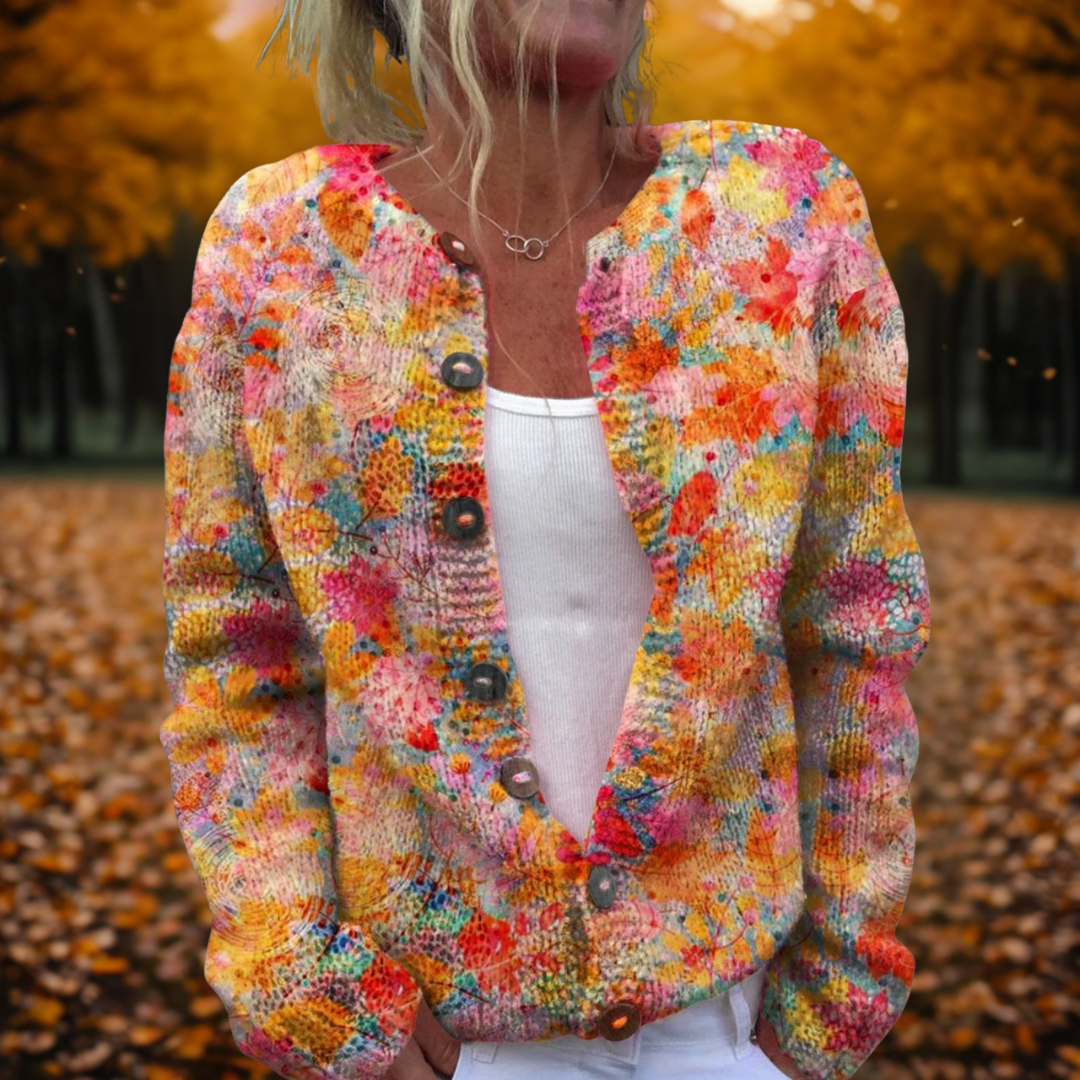Krystyna - Vintage Sweter z Kwiatowym Wzorem
