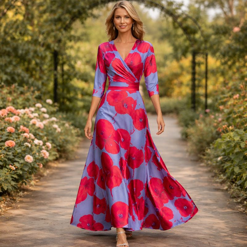 Bożena - Sukienka maxi w stylu wrap