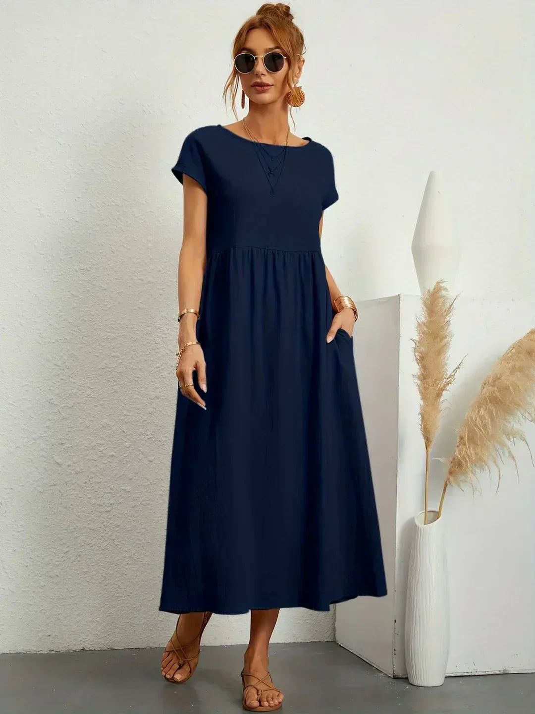 Gabrielle™ — Elegancka, midi sukienka o swobodnym kroju