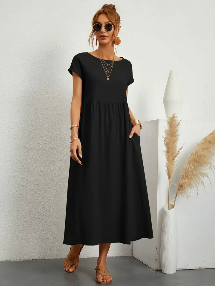Gabrielle™ — Elegancka, midi sukienka o swobodnym kroju