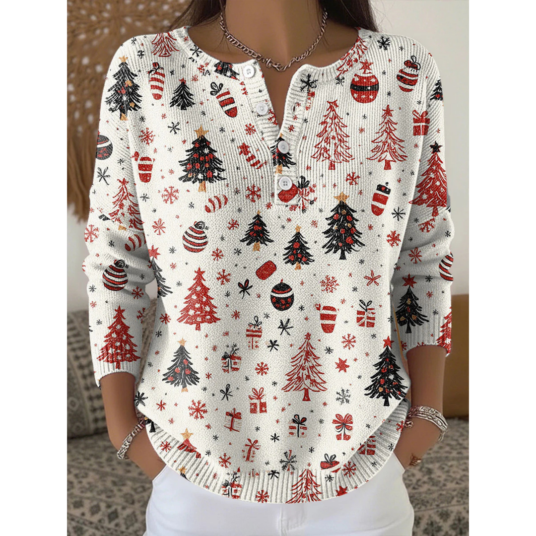 Xavina – Sweter świąteczny z guzikami