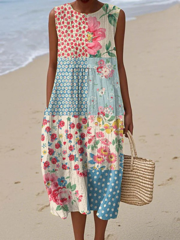 Anna - Sukienka Midi Patchwork