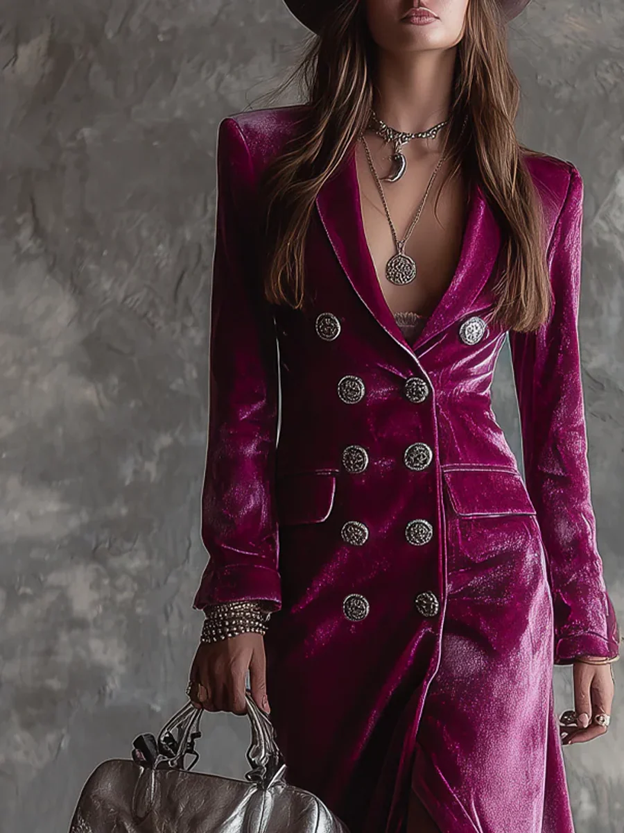 Vera - Welurowa Sukienka Blazer Maxi